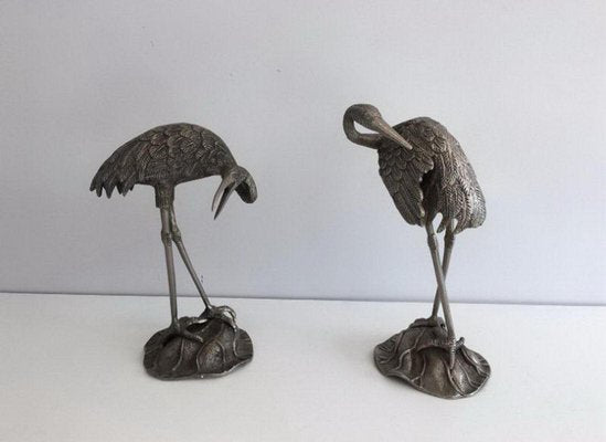 Silvered Cranes from Maison Bagués, 1970s, Set of 2-BA-658591