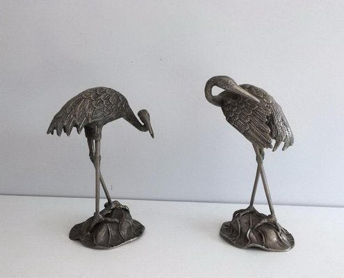 Silvered Cranes from Maison Bagués, 1970s, Set of 2-BA-658591