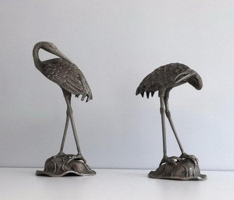 Silvered Cranes from Maison Bagués, 1970s, Set of 2-BA-658591