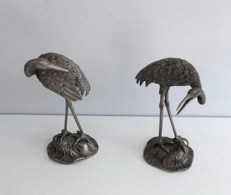 Silvered Cranes from Maison Bagués, 1970s, Set of 2-BA-658591