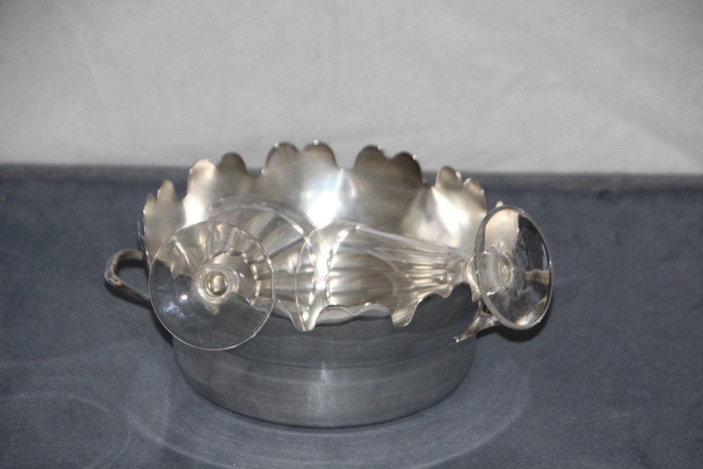 Silverplated Glass Cooler Silver Centerpiece, 1890s