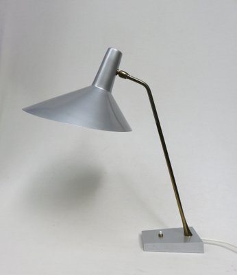 Silvery Gray Brass Table Lamp, 1950s-EY-1332435