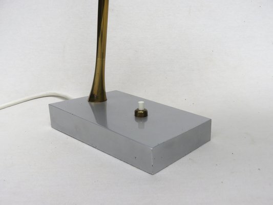 Silvery Gray Brass Table Lamp, 1950s-EY-1332435