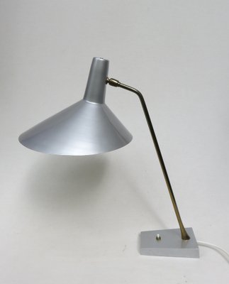 Silvery Gray Brass Table Lamp, 1950s-EY-1332435