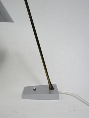 Silvery Gray Brass Table Lamp, 1950s-EY-1332435