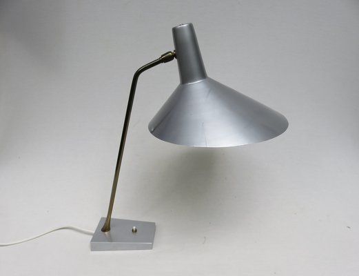 Silvery Gray Brass Table Lamp, 1950s-EY-1332435