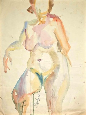 Silvio Loffredo, Nude of Woman, Watercolor, 1956-ZCI-979066