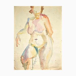 Silvio Loffredo, Nude of Woman, Watercolor, 1956-ZCI-979066