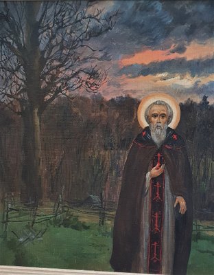 Simakov, St. Paisiy of Uglich, 1980s, Oil on Canvas-OZS-1396937