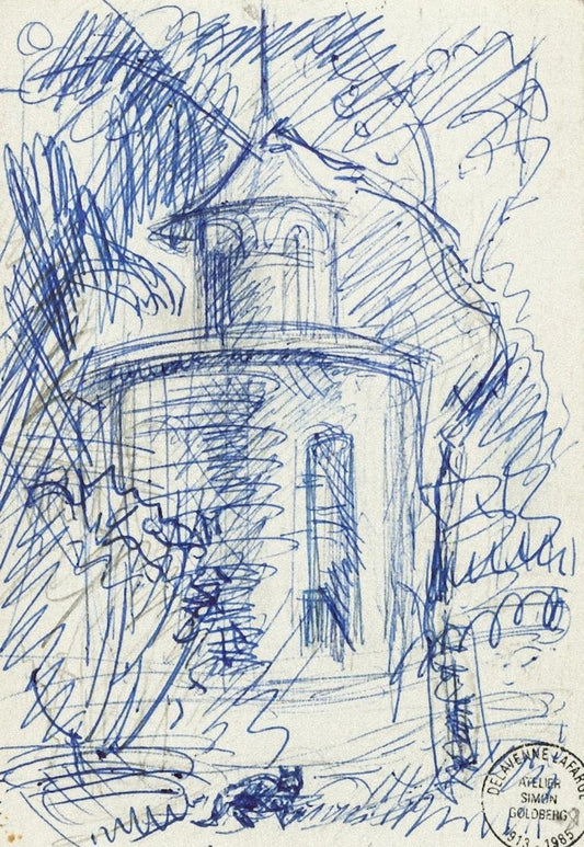 Simon Goldberg, Landscape, Pen Drawing, Late 20th Century