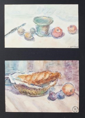 Simon Goldberg, Still Lifes, Watercolors on Paper, 20th Century, Set of 2-ZCI-2025003