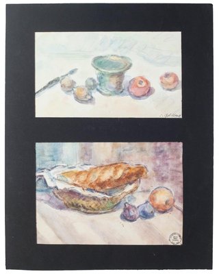 Simon Goldberg, Still Lifes, Watercolors on Paper, 20th Century, Set of 2-ZCI-2025003