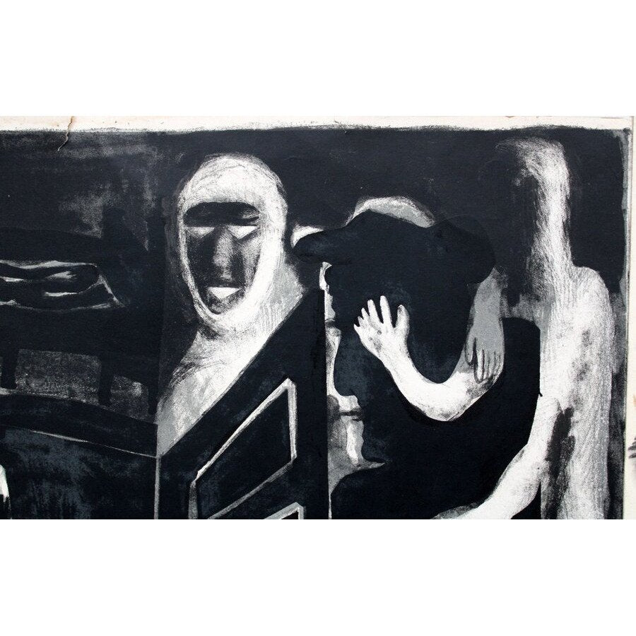 Simon Shegelman, Behind the Door, Lithograph, 1980s