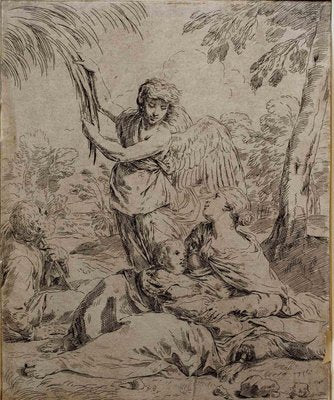 Simone Cantarini, The Arrival of the Angel, Etching, 17th Century-ZCI-1760545