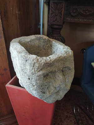 Sink Stone Tray with Sculpted Face, Italy, Early 20th Century-RAQ-988192