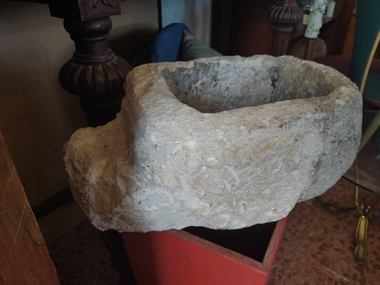 Sink Stone Tray with Sculpted Face, Italy, Early 20th Century-RAQ-988192