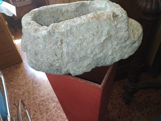 Sink Stone Tray with Sculpted Face, Italy, Early 20th Century-RAQ-988192