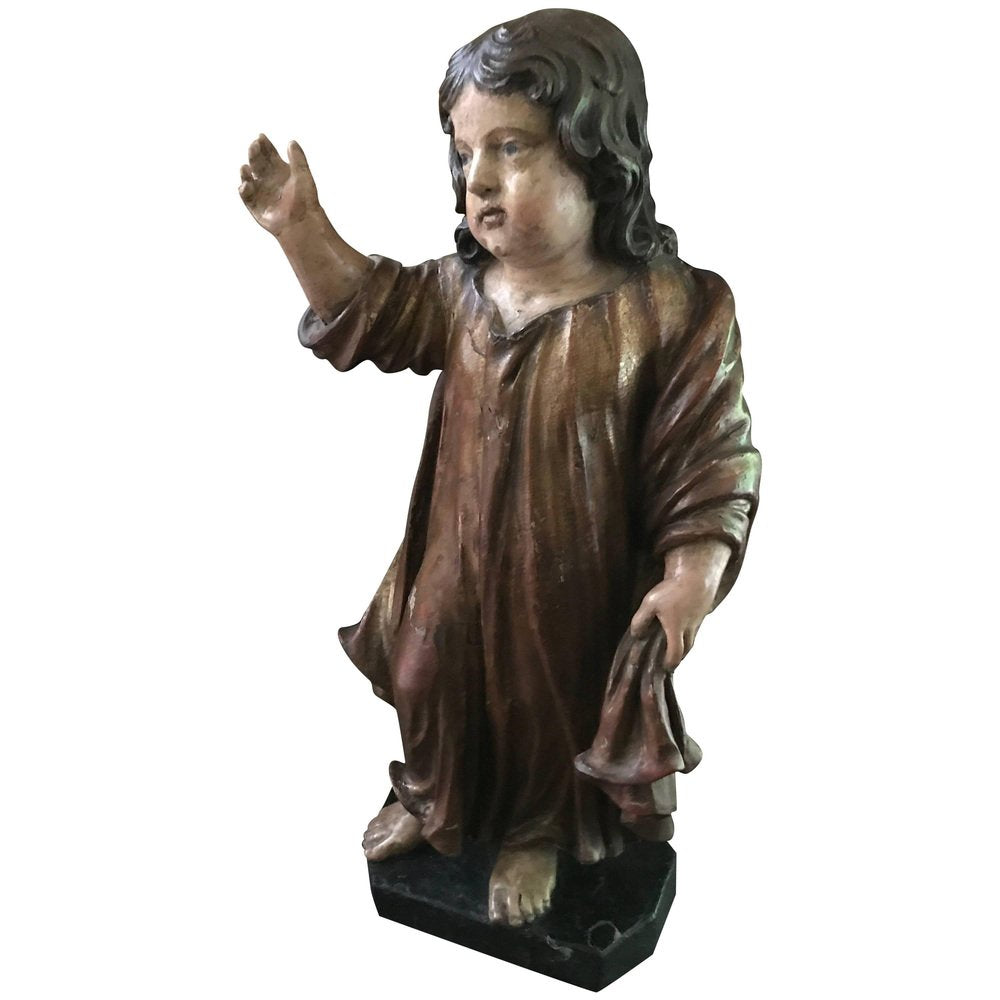 "Sint Janneke" Saint John Child in Polychrome , 18th Century, Limewood 65 cmhigh