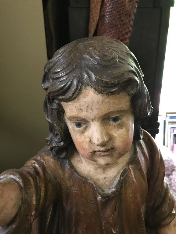 "Sint Janneke" Saint John Child in Polychrome , 18th Century, Limewood 65 cmhigh