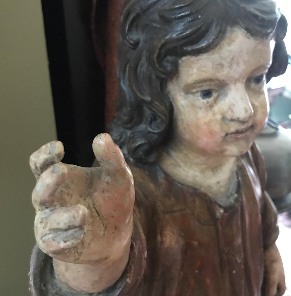 "Sint Janneke" Saint John Child in Polychrome , 18th Century, Limewood 65 cmhigh