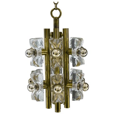 Sische Glass and Brass Chandelier, Vienna, 1960s-SPD-848061