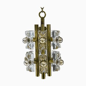 Sische Glass and Brass Chandelier, Vienna, 1960s-SPD-848061