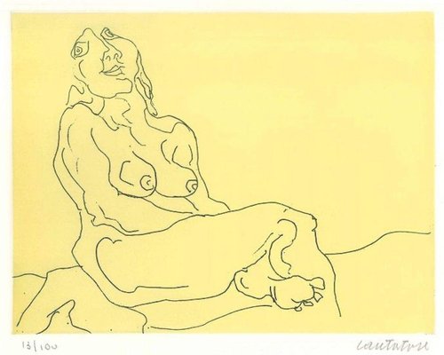 Sitting Female Nude - Original Etching by D. Catatore - 1970s 1970s-ZCI-760975