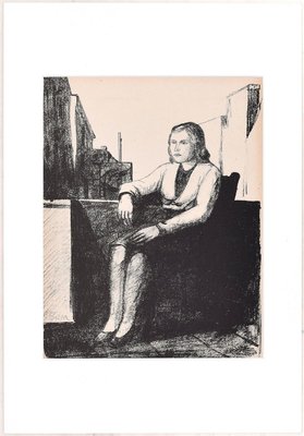 Sitting Woman - Original Lithograph by P. Borra - 1950s 1950s-ZCI-761812