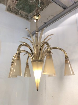 Six-Light Glass Chandelier by Fratelli Toso, 1930s-QZG-2021605