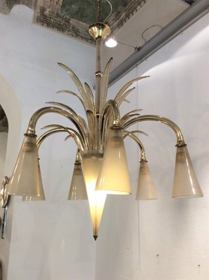 Six-Light Glass Chandelier by Fratelli Toso, 1930s-QZG-2021605