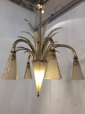 Six-Light Glass Chandelier by Fratelli Toso, 1930s-QZG-2021605