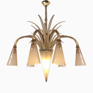 Six-Light Glass Chandelier by Fratelli Toso, 1930s-QZG-2021605