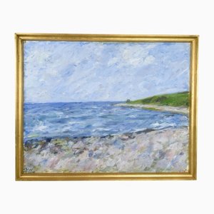 Sixten Wiklun, Beach Motif, Oil on Canvas, Framed-UY-1229400