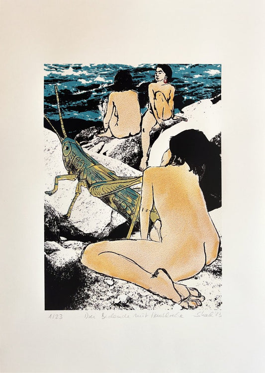 Skadi Engeln, Three Bathers and a Grasshopper, 2023, Print