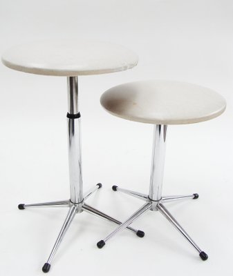 Skai and Chrome Telescopic Stools, 1970s, Set of 2-EP-552825