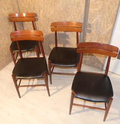 Skai and Rosewood Chairs, 1950s, Set of 4-ERB-1098465