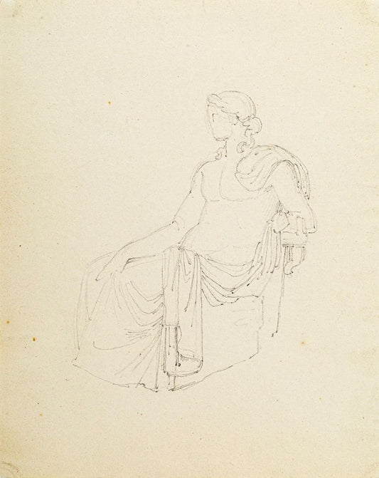 Sketch for a Portrait - Original Ink Drawgin by Alexandre Dumont - Late 1800 Late 19th Century