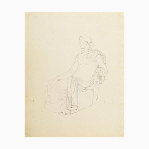 Sketch for a Portrait - Original Ink Drawgin by Alexandre Dumont - Late 1800 Late 19th Century-ZCI-757084