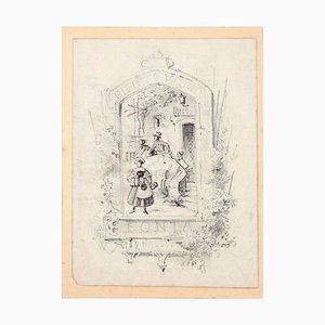 Sketch for a Sign - Original Pencil and China Ink Drawing Early 20th Century Early 1900-ZCI-761786