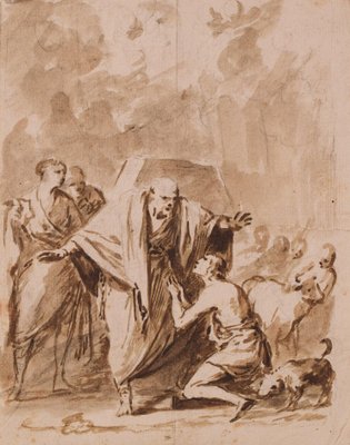 Sketch of a Biblical Scene, 18th-Century, Ink on Paper-AOI-1317488