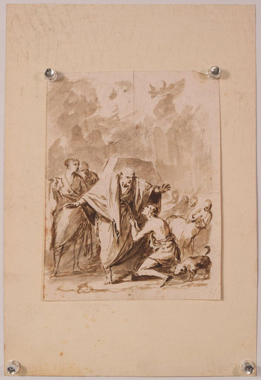 Sketch of a Biblical Scene, 18th-Century, Ink on Paper