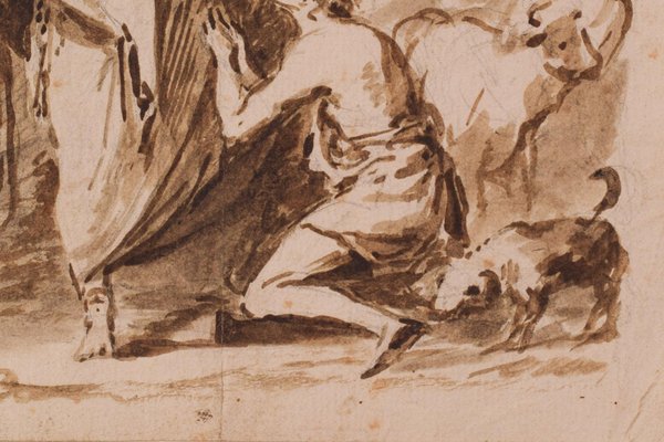 Sketch of a Biblical Scene, 18th-Century, Ink on Paper-AOI-1317488