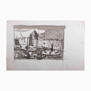 Sketches of a City, Original Drawing, Mid 20th-century-ZCI-1190208