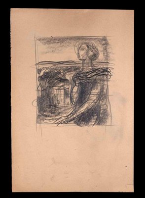 Sketches of a Woman, Original Drawing, Mid 20th-century-ZCI-1190197