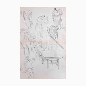 Sketches of Workers, Original Drawing, Paper-ZCI-1759284