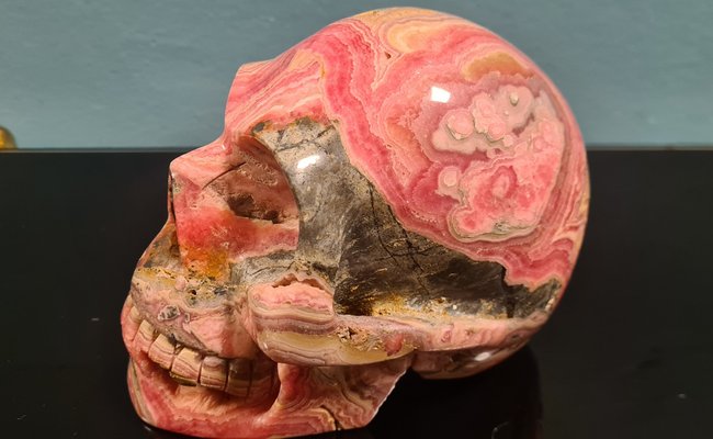 Skull in Rhodochrosite Mineral-RPW-1820245