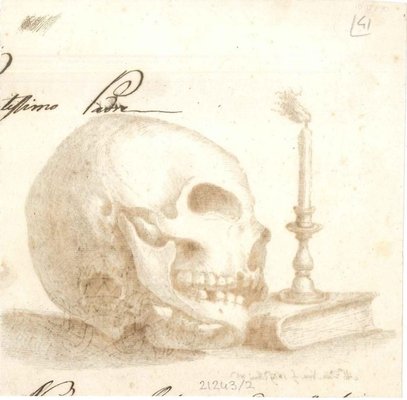 Skulls - Pair of Original Ink Drawings by Alessandro Dalla Nave - Early 1800 Early 1800-ZCI-756271