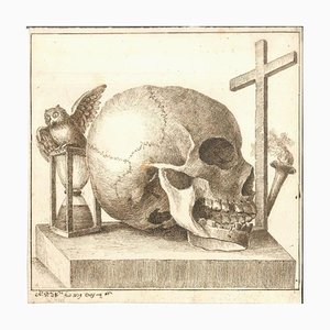 Skulls - Pair of Original Ink Drawings by Alessandro Dalla Nave - Early 1800 Early 1800-ZCI-756271