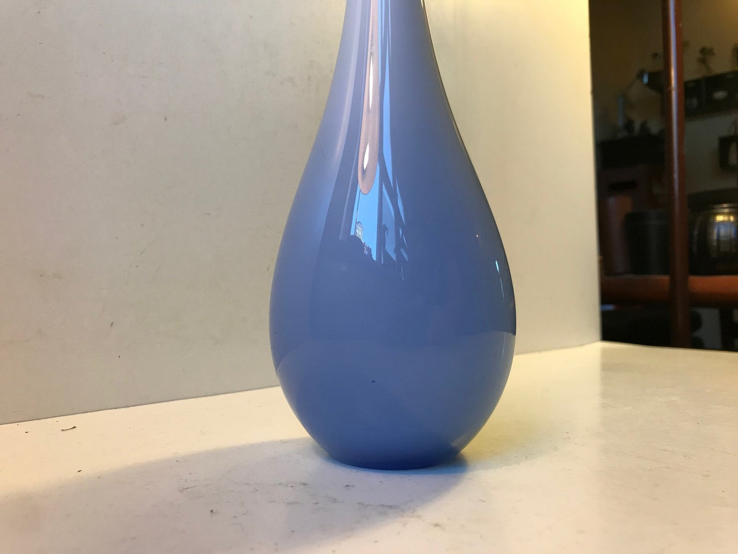 Sky Blue Long-Necked Vase from Murano, 1960s