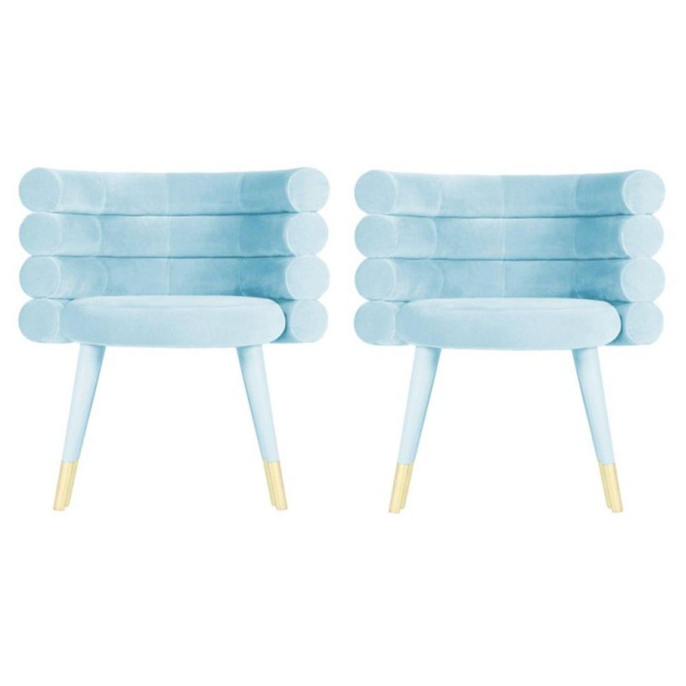 Sky Blue Marshmallow Dining Chairs by Royal Stranger, Set of 2